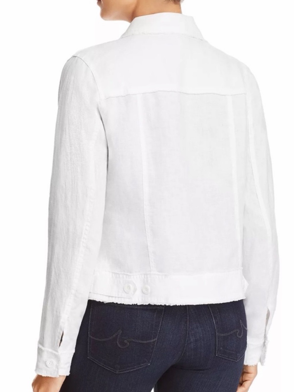 Tommy Bahama White Linen Jacket Two Palms Raw-Edge Small Classic Button-Front - Picture 8 of 13